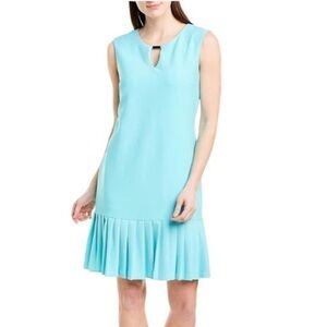 Sandra Darren Turquoise Pleated Hem Sleeveless Dress Size 6 NWT